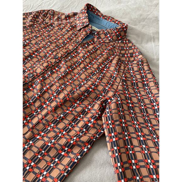 Crocodile Ladies Button Up Blouse MOD abstract pattern - Picture 2 of 9